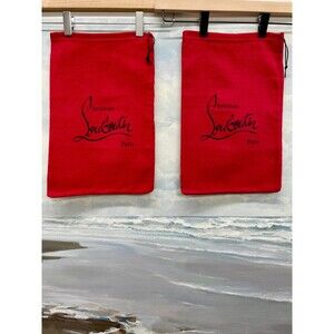 Authentic Christian Louboutin Dust Bags Red Pair Travel Purse or Shoe Storage